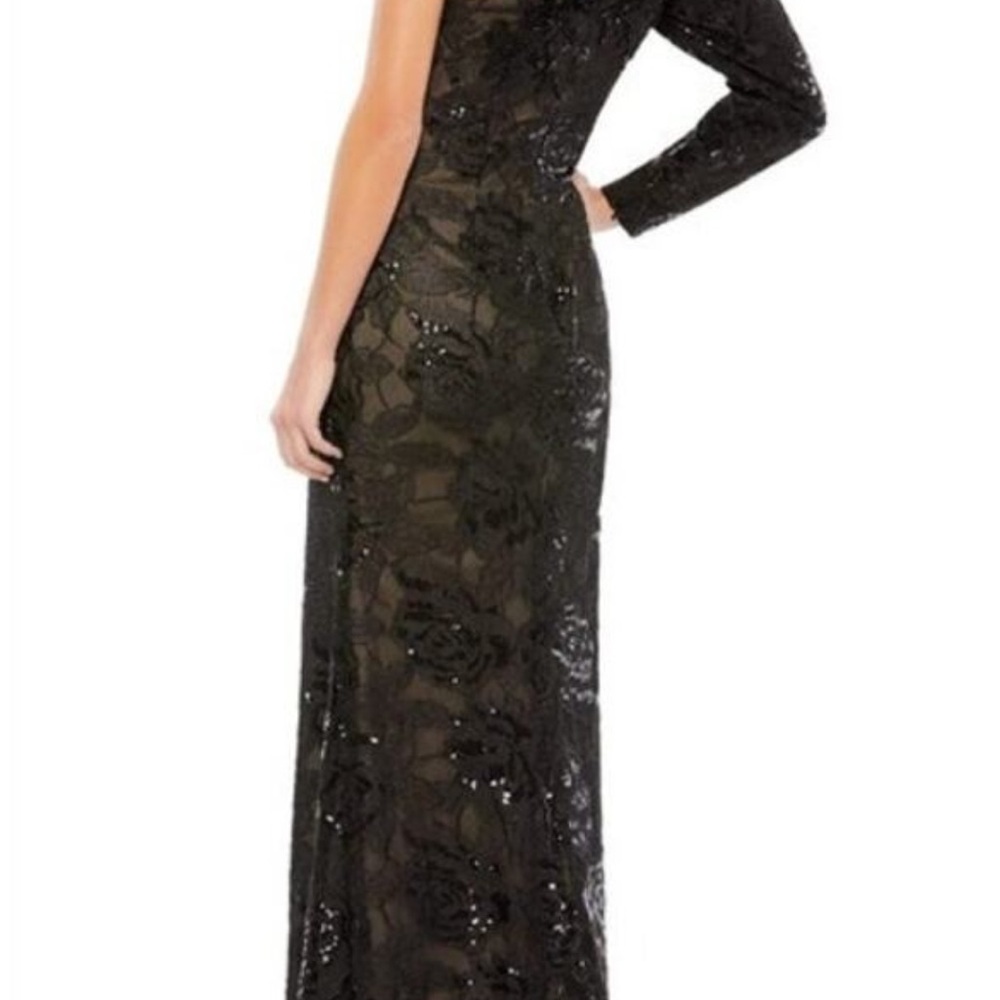 Mac Duggal Black Sequin One-Shoulder Gown